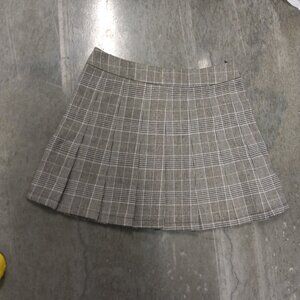 Hyfve Plaid Mini Skirt Women's S Black and Gray Pleated Schoolgirl Style